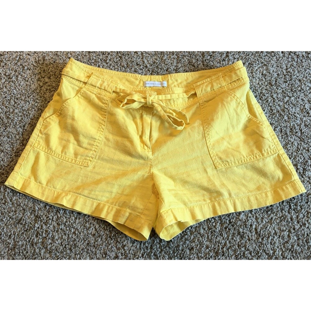 Women's New York & Company Yellow Linen Blend Shorts, Size 6